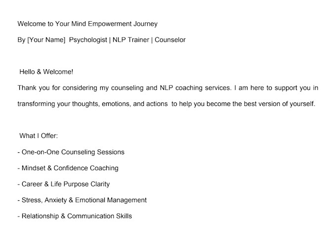 provide psychology, nlp training, guidance counseling