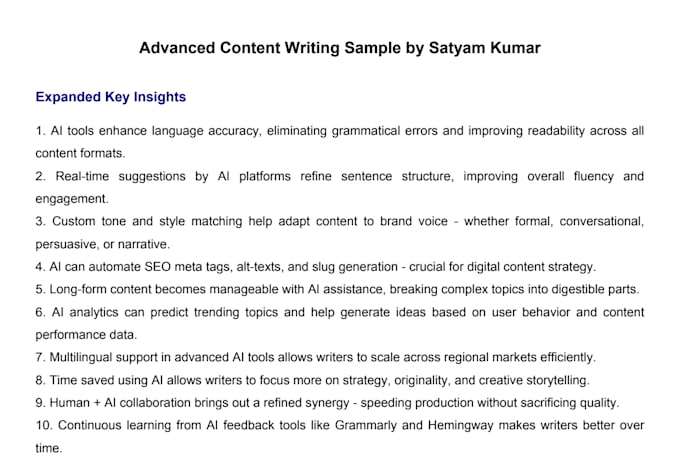 write high quality blog posts and SEO articles