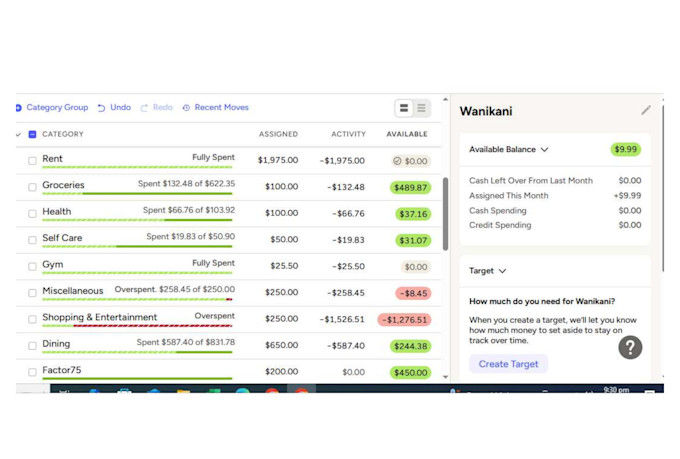 manage your ynab budget and record transactions