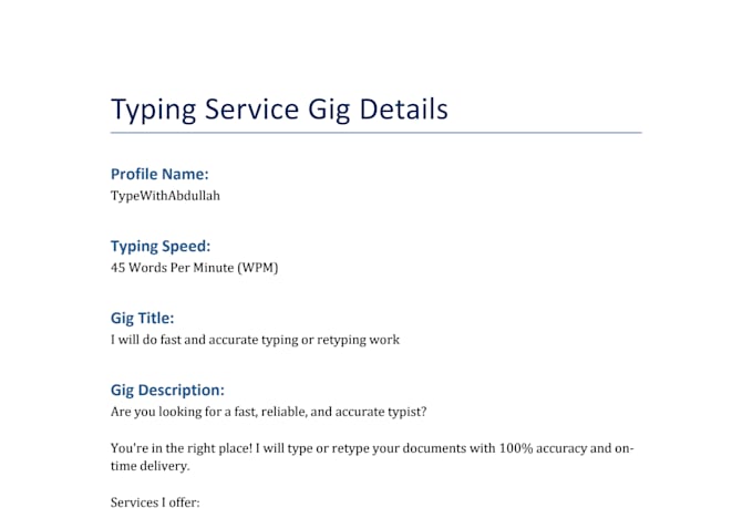 do fast and accurate typing or retyping work