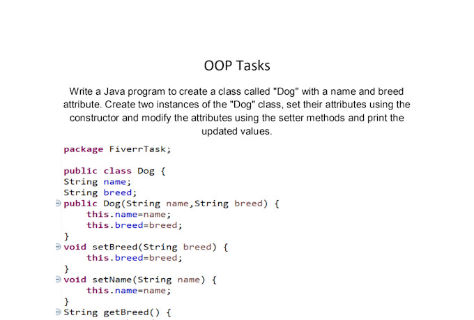 create oop tasks in java