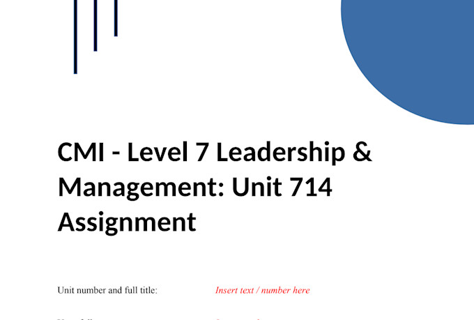 Answer the cmi levels assessment units by Mark_dan_ | Fiverr