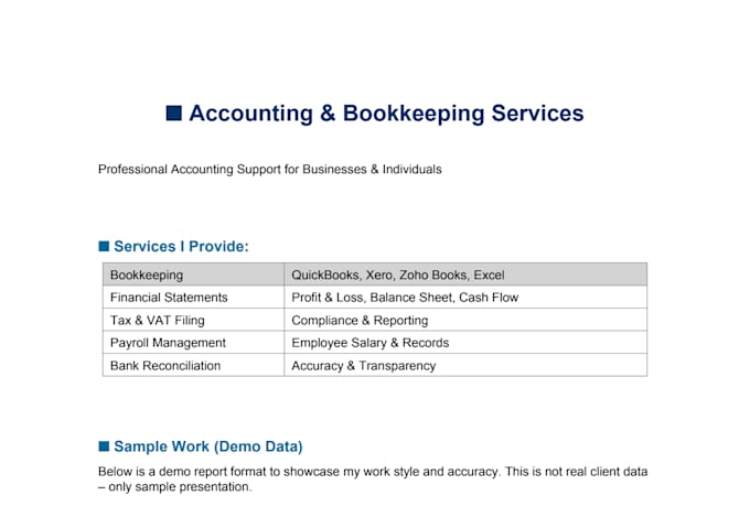 provide professional bookkeeping, accounting, and tax