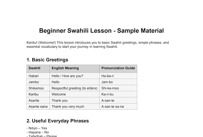 be your swahili tutor for conversation and grammar