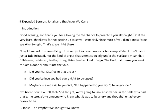 provide a sermon and or sermon outline