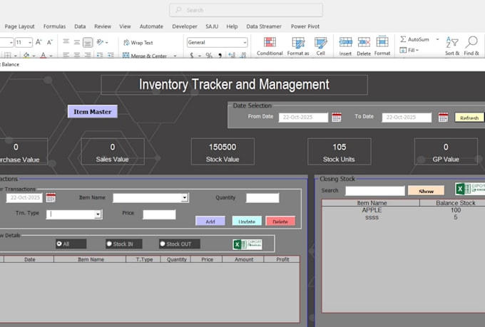create excel vba and inventory automation systems
