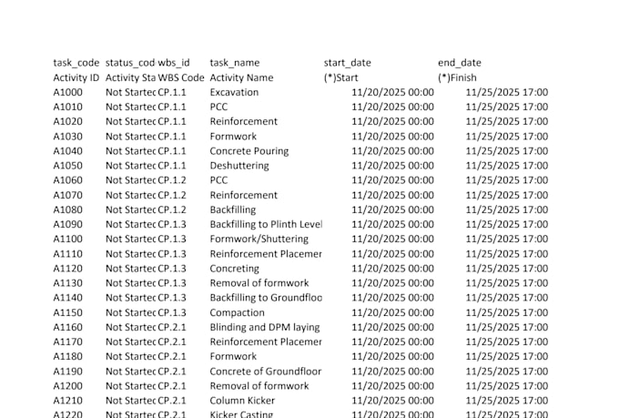 create a detailed program of work