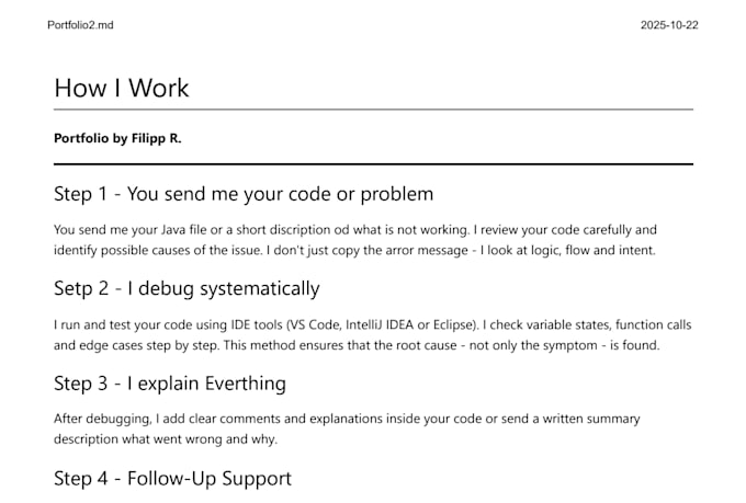debug, fix and explain your java code professionally
