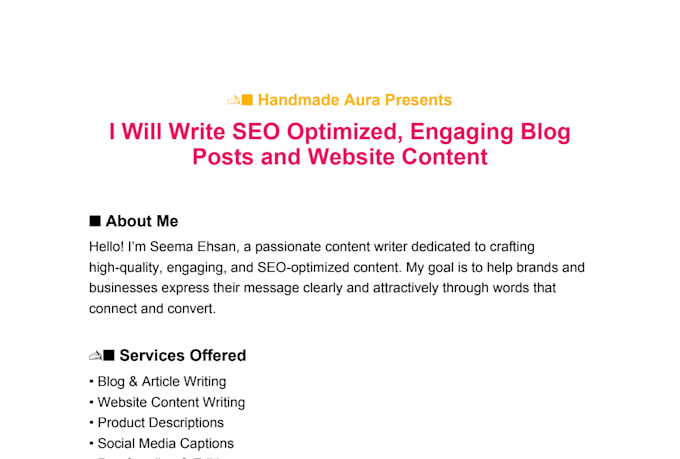 write engaging and SEO friendly content for your website