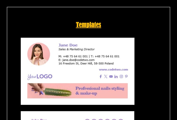 create and fix clickable and animated gmail and outlook signature