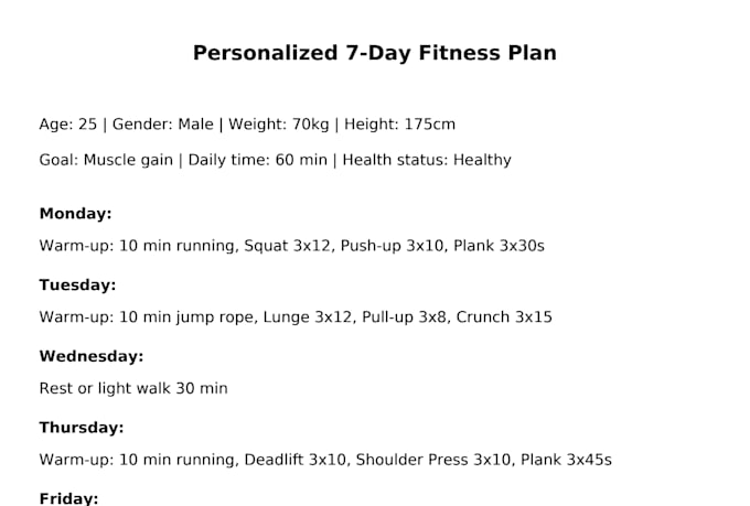 make a personal fitness plan