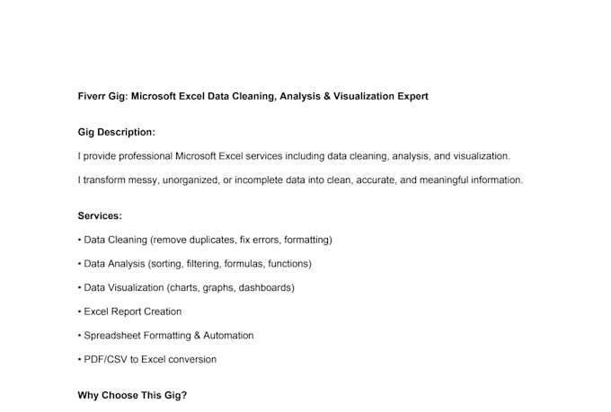 do microsoft excel data cleaning, analysis, visualization