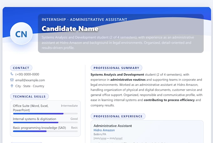 create a modern professional CV that gets interviews