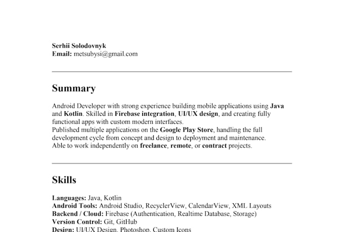 develop a custom android app in kotlin or java