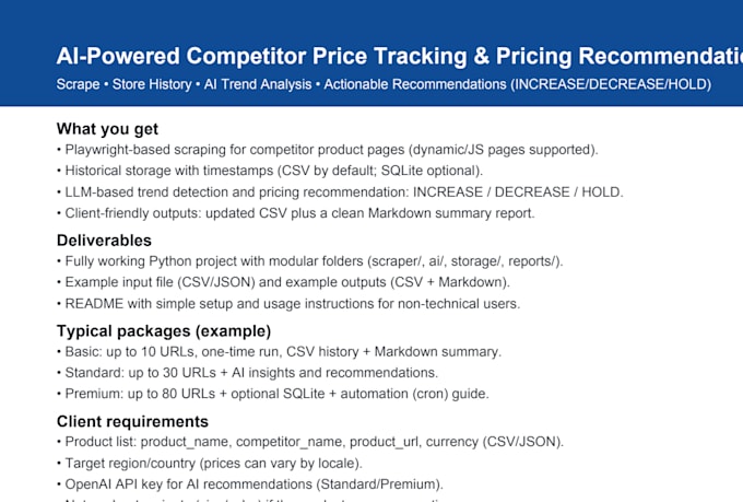 build an ai powered competitor price tracker with pricing recommendations