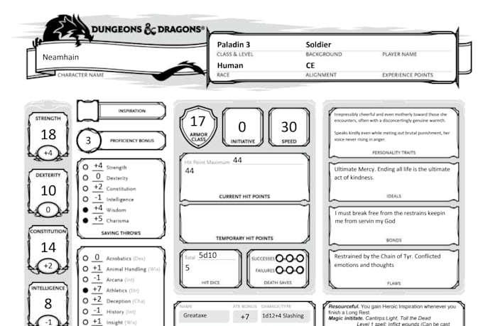create exciting dungeons and dragons 5e and 2024 characters