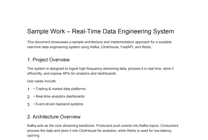 build scalable real time data pipelines using kafka, clickhouse, fastapi