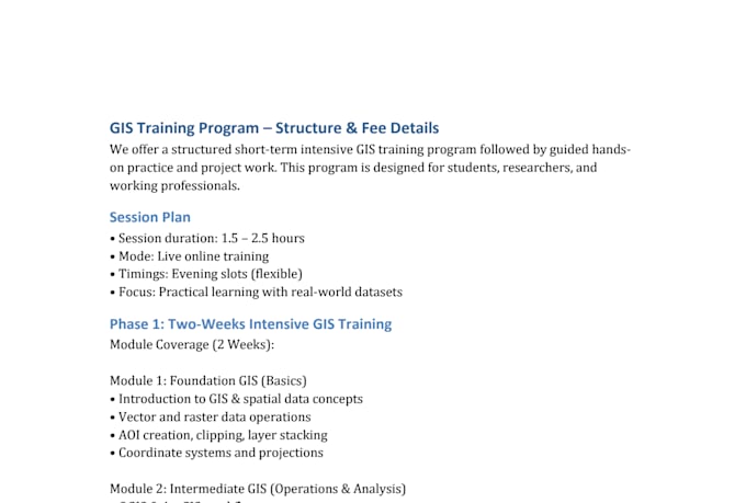 provide hands on gis training