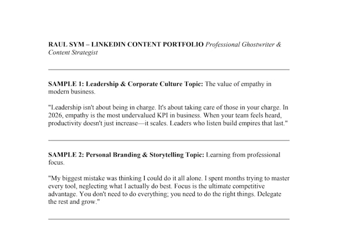 be your professional linkedin ghostwriter and content strategist