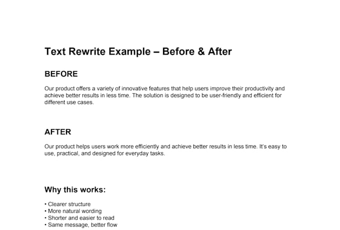 rewrite and improve your text to sound clear, natural and professional