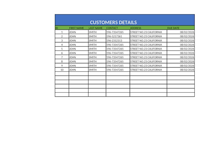 add your customers details into a clean file using excel