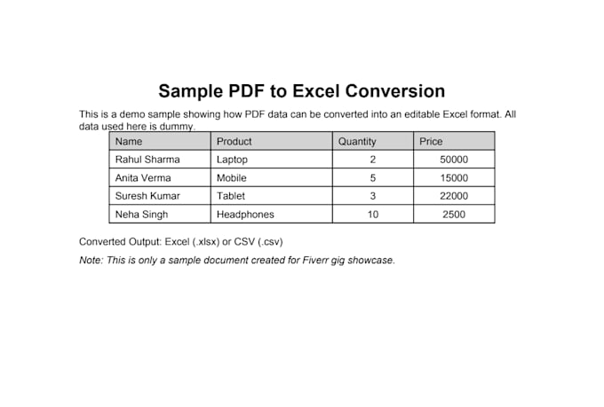 convert PDF to excel or CSV with 100 percent accuracy