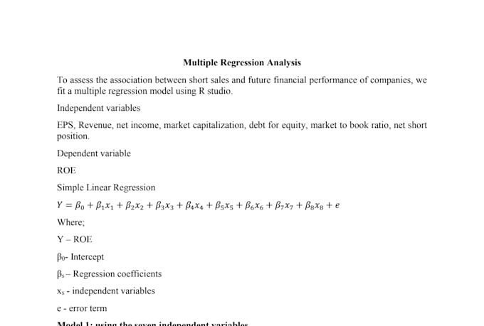 Do linear, multiple, and logistic regression analysis using statistical ...