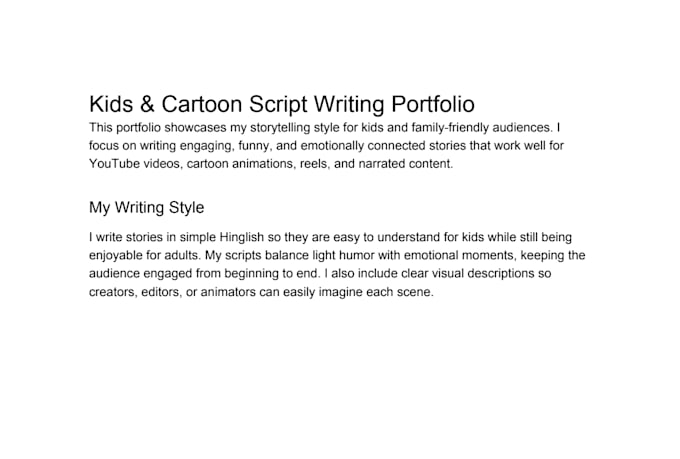 write engaging hindi kids story scripts