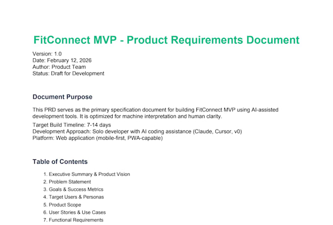 generate a perfect product requirements document for ai vibe coding needs