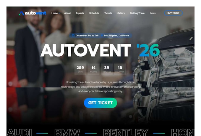design a professional event website, conference and ticket booking website