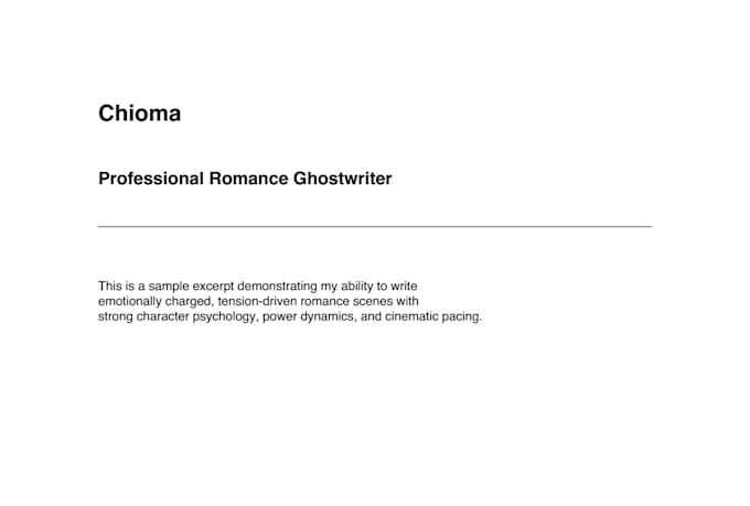 ghostwrite your romance novel or story