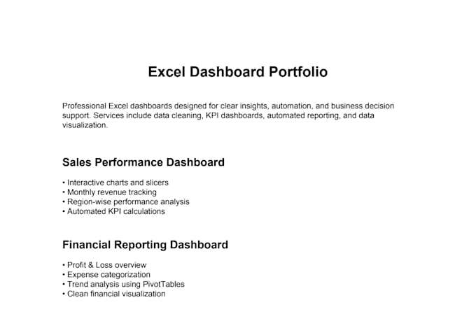 create professional excel dashboards, reports