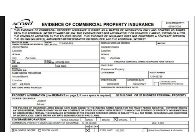 handle workers compensation, acord forms, coi processing and policy claims