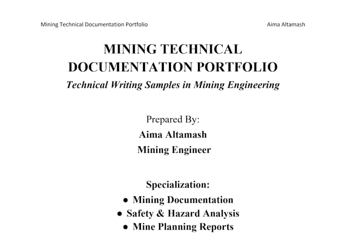 write mining technical reports and safety documentation
