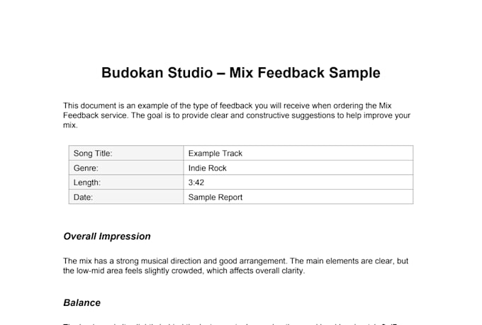 give detailed feedback on your music mix