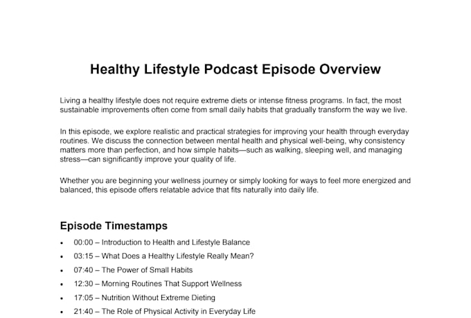 write SEO optimized podcast show notes and episode summaries