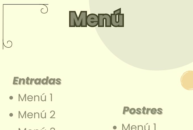 quick and basic menu designs