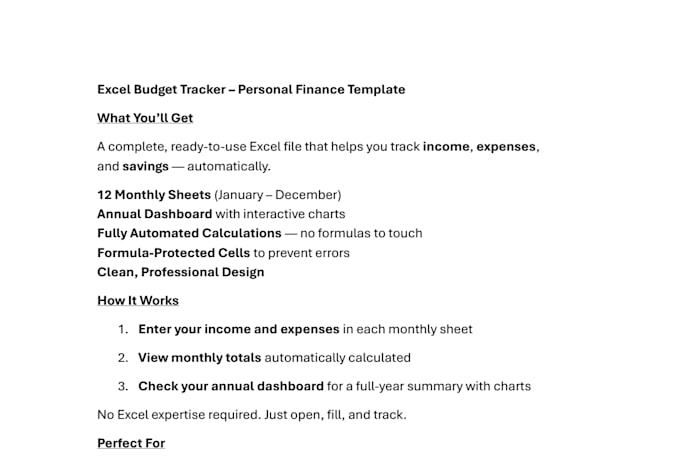 provide a complete excel budget tracker with monthly sheets and annual dashboard