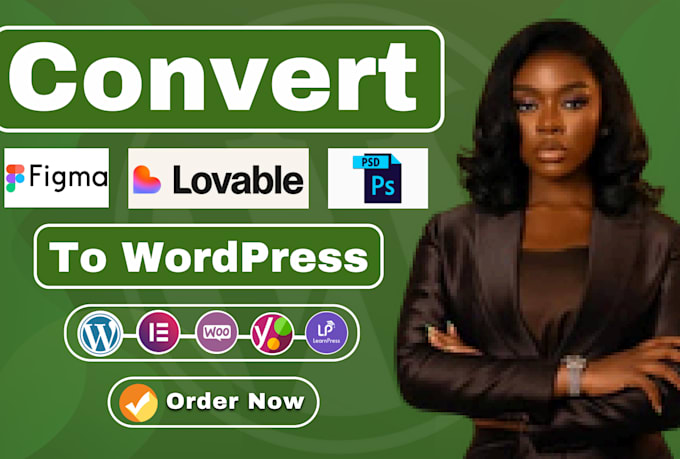 convert figma to wordpress, PSD to wordpress, lovable to wordpress website
