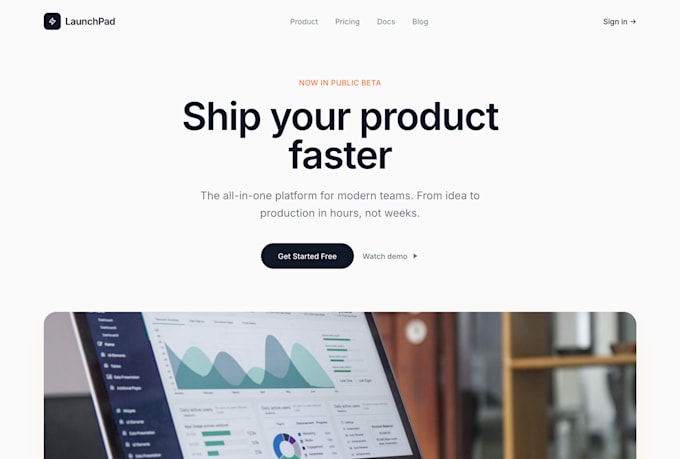 build a landing page with react, typescript and tailwind