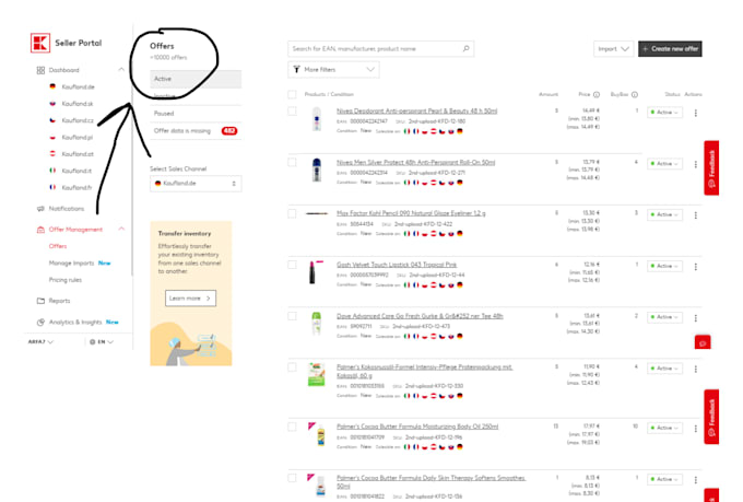 create and manage kaufland marketplace product listings and kaufland ads