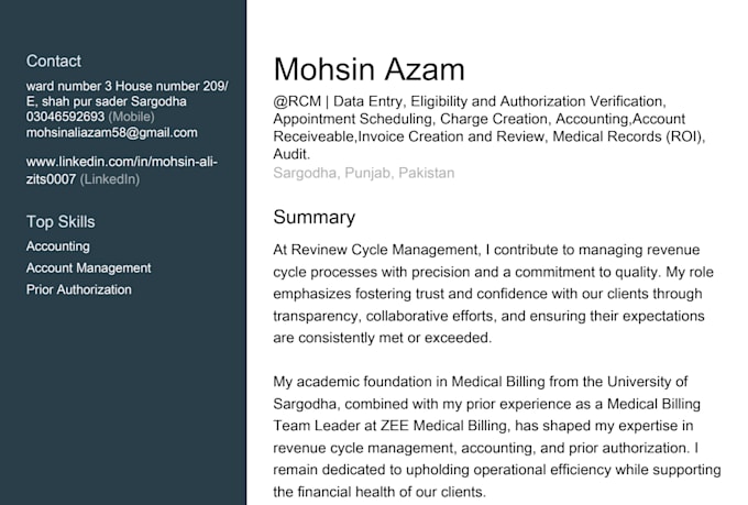 be responsive for rcm billing ar management customer care
