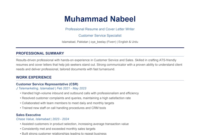 write a professional resume and cover letter for you