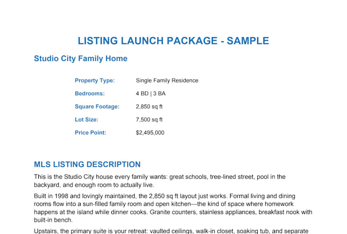 write your complete real estate listing content package