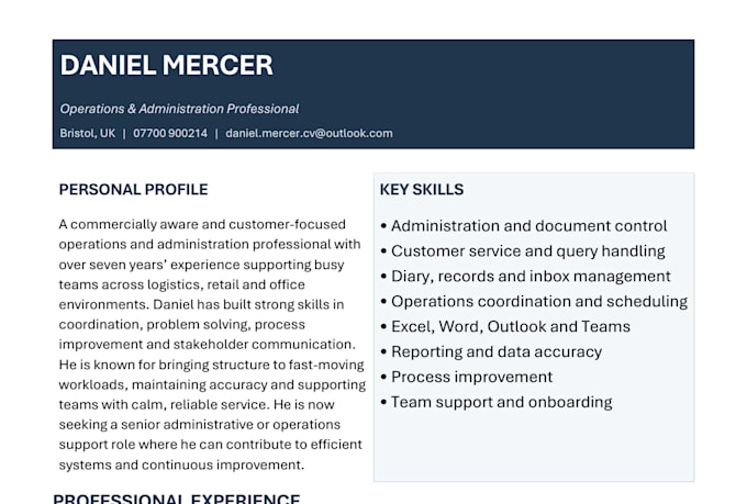 write or polish up a UK CV