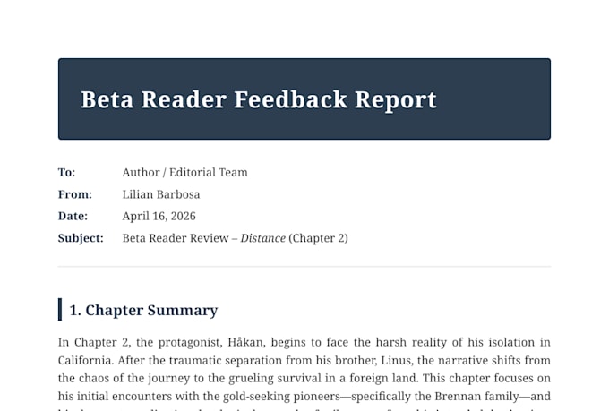 beta read your book and give in depth constructive feedback