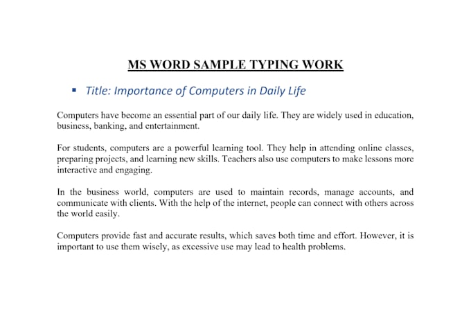do excel data entry and ms word typing work