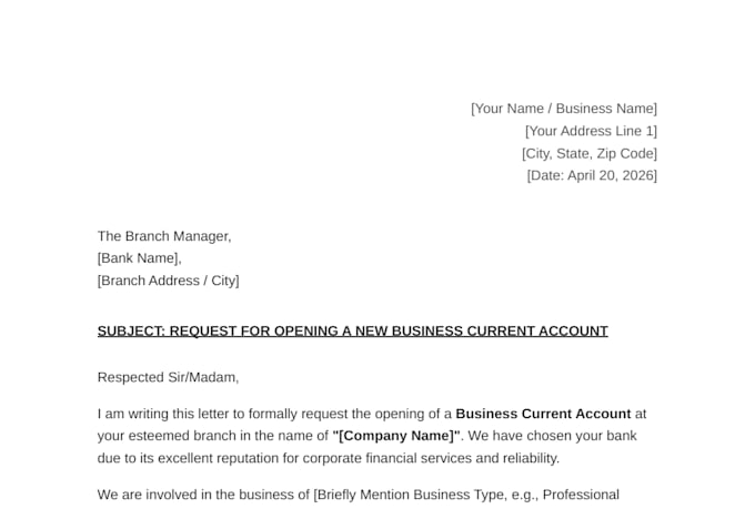 write professional bank letters and financial documents