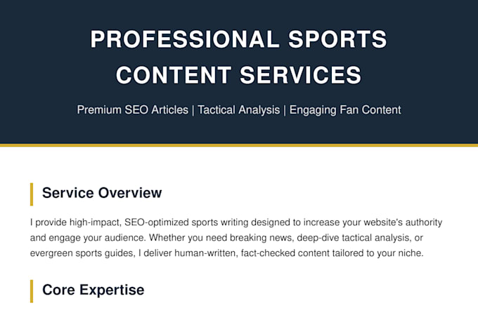 write a professional article on any sports