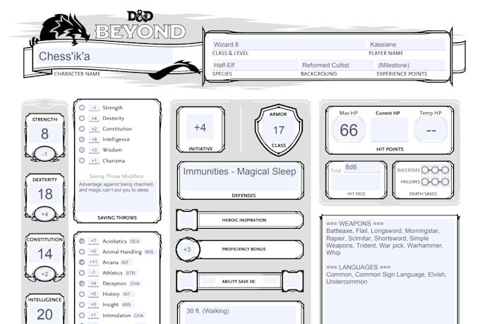 make a narratively and mechanically satisfying dungeons and dragons character